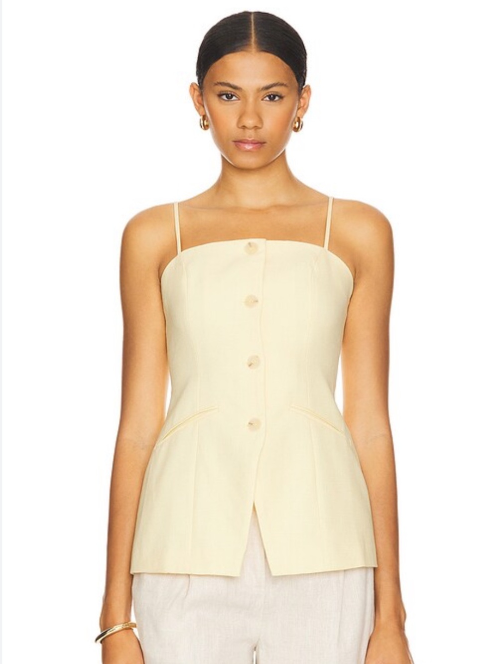 Astr Pale Yellow Spaghetti-Strap top